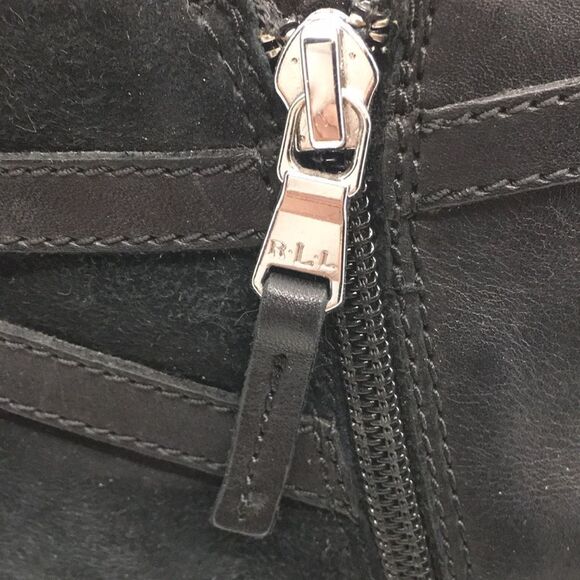 Lauren Ralph Lauren Damara Ankle Boots Booties Black Leather & Suede Size 10 - Picture 11 of 16